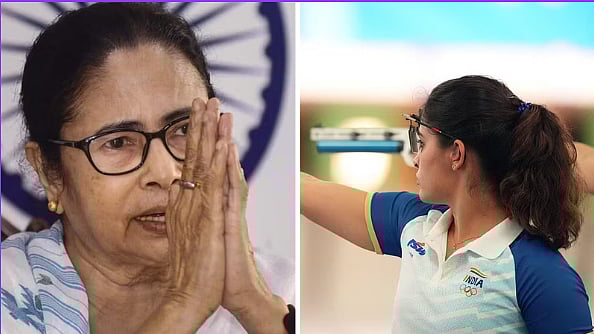 <div class="paragraphs"><p>(L-R) Mamata Banerjee and Indian shooter Manu Bhaker</p></div>